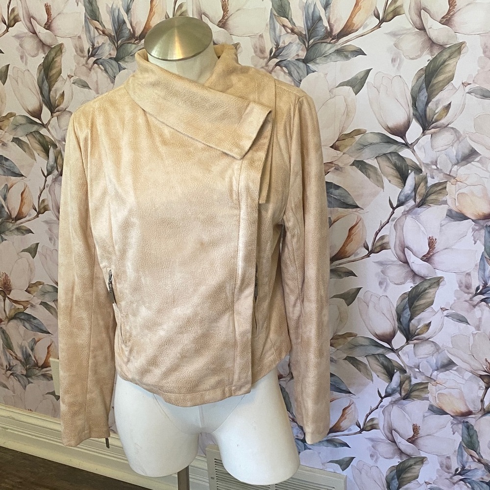 Elegant Cream Leather Jacket for Women